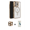 MARSİLYAN™- iPhone 16 Pro Max Kılıf Zirve Doku Prime - Şeffaf Pasifik Cam Ekran Koruyucu + Pers Alüminyum Kamera Lens - CLTM