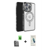 MARSİLYAN™- iPhone 16 Pro Max Kılıf Zirve Doku Prime - Şeffaf Pasifik Cam Ekran Koruyucu + Raze Metal Kamera Lens - SH