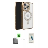 MARSİLYAN™- iPhone 16 Pro Max Kılıf Zirve Doku Prime - Şeffaf Pasifik Cam Ekran Koruyucu + Raze Metal Kamera Lens - SH