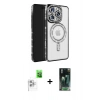 MARSİLYAN™- iPhone 16 Pro Max Kılıf Zirve Doku Prime - Siyah 360 Mat Full Body Arka Koruyucu + Raze Metal Kamera Lens - BZ