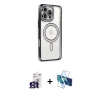 MARSİLYAN™- iPhone 16 Pro Max Kılıf Zirve Doku Prime - Siyah 3D Antistatik Cam Ekran Koruyucu + Bilvis Titan Kamera Lens - TMGI