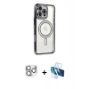 MARSİLYAN™- iPhone 16 Pro Max Kılıf Zirve Doku Prime - Siyah 3D Antistatik Cam Ekran Koruyucu + Pers Alüminyum Kamera Lens - GS