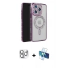 MARSİLYAN™- iPhone 16 Pro Max Kılıf Zirve Doku Prime - Siyah 3D Antistatik Cam Ekran Koruyucu + Pers Alüminyum Kamera Lens - GS