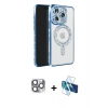 MARSİLYAN™- iPhone 16 Pro Max Kılıf Zirve Doku Prime - Siyah 3D Antistatik Cam Ekran Koruyucu + Pers Alüminyum Kamera Lens - GI