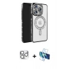 MARSİLYAN™- iPhone 16 Pro Max Kılıf Zirve Doku Prime - Siyah 3D Antistatik Cam Ekran Koruyucu + Pers Alüminyum Kamera Lens - GS