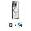 MARSİLYAN™- iPhone 16 Pro Max Kılıf Zirve Doku Prime - Siyah 3D Antistatik Cam Ekran Koruyucu + PVD Metal Kamera Lens - GS