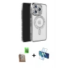 MARSİLYAN™- iPhone 16 Pro Max Kılıf Zirve Doku Prime - Siyah 3D Antistatik Cam Ekran Koruyucu + Raze Metal Kamera Lens - CLTM