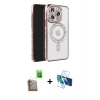 MARSİLYAN™- iPhone 16 Pro Max Kılıf Zirve Doku Prime - Siyah 3D Antistatik Cam Ekran Koruyucu + Raze Metal Kamera Lens - CLTM
