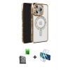 MARSİLYAN™- iPhone 16 Pro Max Kılıf Zirve Doku Prime - Siyah 3D Antistatik Cam Ekran Koruyucu + Raze Metal Kamera Lens - SH