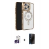 MARSİLYAN™- iPhone 16 Pro Max Kılıf Zirve Doku Prime - Siyah 3D Antistatik Hayalet Cam Ekran Koruyucu + Bilvis Titan Kamera Lens - TMGI