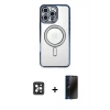 MARSİLYAN™- iPhone 16 Pro Max Kılıf Zirve Doku Prime - Siyah 3D Antistatik Hayalet Cam Ekran Koruyucu + PVD Metal Kamera Lens - SH