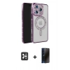 MARSİLYAN™- iPhone 16 Pro Max Kılıf Zirve Doku Prime - Siyah 3D Antistatik Hayalet Cam Ekran Koruyucu + PVD Metal Kamera Lens - SH