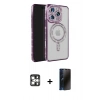 MARSİLYAN™- iPhone 16 Pro Max Kılıf Zirve Doku Prime - Siyah 3D Antistatik Hayalet Cam Ekran Koruyucu + PVD Metal Kamera Lens - GS