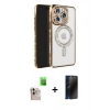 MARSİLYAN™- iPhone 16 Pro Max Kılıf Zirve Doku Prime - Siyah 3D Antistatik Hayalet Cam Ekran Koruyucu + Raze Metal Kamera Lens - NLGY