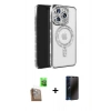 MARSİLYAN™- iPhone 16 Pro Max Kılıf Zirve Doku Prime - Siyah 3D Antistatik Hayalet Cam Ekran Koruyucu + Raze Metal Kamera Lens - CLTM