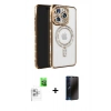 MARSİLYAN™- iPhone 16 Pro Max Kılıf Zirve Doku Prime - Siyah 3D Antistatik Hayalet Cam Ekran Koruyucu + Raze Metal Kamera Lens - BZ