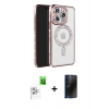 MARSİLYAN™- iPhone 16 Pro Max Kılıf Zirve Doku Prime - Siyah 3D Antistatik Hayalet Cam Ekran Koruyucu + Raze Metal Kamera Lens - BZ