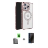 MARSİLYAN™- iPhone 16 Pro Max Kılıf Zirve Doku Prime - Siyah 3D Antistatik Hayalet Cam Ekran Koruyucu + Raze Metal Kamera Lens - SH