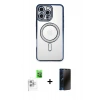 MARSİLYAN™- iPhone 16 Pro Max Kılıf Zirve Doku Prime - Siyah 3D Antistatik Hayalet Cam Ekran Koruyucu + Raze Metal Kamera Lens - BZ