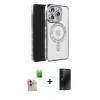 MARSİLYAN™- iPhone 16 Pro Max Kılıf Zirve Doku Prime - Siyah 3D Antistatik Hayalet Cam Ekran Koruyucu + Raze Metal Kamera Lens - NLGY