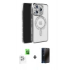 MARSİLYAN™- iPhone 16 Pro Max Kılıf Zirve Doku Prime - Siyah 3D Antistatik Hayalet Cam Ekran Koruyucu + Raze Metal Kamera Lens - BZ