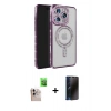 MARSİLYAN™- iPhone 16 Pro Max Kılıf Zirve Doku Prime - Siyah 3D Antistatik Hayalet Cam Ekran Koruyucu + Raze Metal Kamera Lens - NLGY
