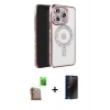 MARSİLYAN™- iPhone 16 Pro Max Kılıf Zirve Doku Prime - Siyah 3D Antistatik Hayalet Cam Ekran Koruyucu + Raze Metal Kamera Lens - CLTM