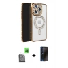 MARSİLYAN™- iPhone 16 Pro Max Kılıf Zirve Doku Prime - Siyah 3D Antistatik Hayalet Cam Ekran Koruyucu + Raze Metal Kamera Lens - SH