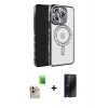 MARSİLYAN™- iPhone 16 Pro Max Kılıf Zirve Doku Prime - Siyah 3D Antistatik Hayalet Cam Ekran Koruyucu + Raze Metal Kamera Lens - NLGY