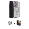 MARSİLYAN™- iPhone 16 Pro Max Kılıf Zirve Doku Prime - Siyah 3D Antistatik Mat Seramik Nano Ekran Koruyucu + Pers Alüminyum Kamera Lens - GS