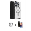 MARSİLYAN™- iPhone 16 Pro Max Kılıf Zirve Doku Prime - Siyah 3D Antistatik Mat Seramik Nano Ekran Koruyucu + Pers Alüminyum Kamera Lens - GS