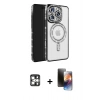 MARSİLYAN™- iPhone 16 Pro Max Kılıf Zirve Doku Prime - Siyah 3D Antistatik Mat Seramik Nano Ekran Koruyucu + PVD Metal Kamera Lens - GS