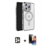 MARSİLYAN™- iPhone 16 Pro Max Kılıf Zirve Doku Prime - Siyah 3D Antistatik Mat Seramik Nano Ekran Koruyucu + PVD Metal Kamera Lens - GD