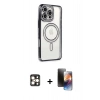 MARSİLYAN™- iPhone 16 Pro Max Kılıf Zirve Doku Prime - Siyah 3D Antistatik Mat Seramik Nano Ekran Koruyucu + PVD Metal Kamera Lens - GD