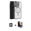 MARSİLYAN™- iPhone 16 Pro Max Kılıf Zirve Doku Prime - Siyah 3D Antistatik Mat Seramik Nano Ekran Koruyucu + PVD Metal Kamera Lens - SH