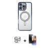 MARSİLYAN™- iPhone 16 Pro Max Kılıf Zirve Doku Prime - Siyah 3D Antistatik Mat Seramik Nano Ekran Koruyucu + Pers Alüminyum Kamera Lens - GS