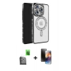 MARSİLYAN™- iPhone 16 Pro Max Kılıf Zirve Doku Prime - Siyah 3D Antistatik Mat Seramik Nano Ekran Koruyucu + Raze Metal Kamera Lens - SH