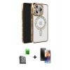MARSİLYAN™- iPhone 16 Pro Max Kılıf Zirve Doku Prime - Siyah 3D Antistatik Mat Seramik Nano Ekran Koruyucu + Raze Metal Kamera Lens - SH