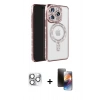 MARSİLYAN™- iPhone 16 Pro Max Kılıf Zirve Doku Prime - Siyah 3D Antistatik Mat Seramik Nano Ekran Koruyucu + Pers Alüminyum Kamera Lens - GS