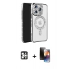 MARSİLYAN™- iPhone 16 Pro Max Kılıf Zirve Doku Prime - Siyah 3D Antistatik Mat Seramik Nano Ekran Koruyucu + PVD Metal Kamera Lens - GS