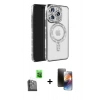MARSİLYAN™- iPhone 16 Pro Max Kılıf Zirve Doku Prime - Siyah 3D Antistatik Mat Seramik Nano Ekran Koruyucu + Raze Metal Kamera Lens - SH