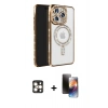 MARSİLYAN™- iPhone 16 Pro Max Kılıf Zirve Doku Prime - Siyah 3D Antistatik Mat Seramik Nano Ekran Koruyucu + PVD Metal Kamera Lens - GD