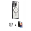 MARSİLYAN™- iPhone 16 Pro Max Kılıf Zirve Doku Prime - Siyah 3D Antistatik Mat Seramik Nano Ekran Koruyucu + Pers Alüminyum Kamera Lens - GS