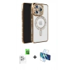 MARSİLYAN™- iPhone 16 Pro Max Kılıf Zirve Doku Prime - Siyah 3D Antistatik Seramik Nano Ekran Koruyucu + Beyaz Raze Metal Kamera Lens