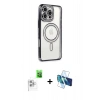 MARSİLYAN™- iPhone 16 Pro Max Kılıf Zirve Doku Prime - Siyah 3D Antistatik Seramik Nano Ekran Koruyucu + Beyaz Raze Metal Kamera Lens