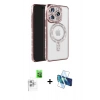 MARSİLYAN™- iPhone 16 Pro Max Kılıf Zirve Doku Prime - Siyah 3D Antistatik Seramik Nano Ekran Koruyucu + Beyaz Raze Metal Kamera Lens