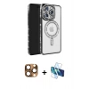 MARSİLYAN™- iPhone 16 Pro Max Kılıf Zirve Doku Prime - Siyah 3D Antistatik Seramik Nano Ekran Koruyucu + Pers Alüminyum Kamera Lens - CLTM