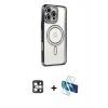 MARSİLYAN™- iPhone 16 Pro Max Kılıf Zirve Doku Prime - Siyah 3D Antistatik Seramik Nano Ekran Koruyucu + PVD Metal Kamera Lens - GS