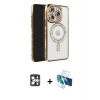 MARSİLYAN™- iPhone 16 Pro Max Kılıf Zirve Doku Prime - Siyah 3D Antistatik Seramik Nano Ekran Koruyucu + PVD Metal Kamera Lens - GS