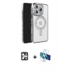 MARSİLYAN™- iPhone 16 Pro Max Kılıf Zirve Doku Prime - Siyah 3D Antistatik Seramik Nano Ekran Koruyucu + PVD Metal Kamera Lens - GS